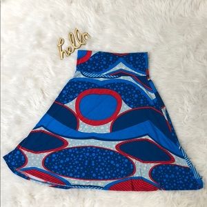 LulaRoe Azure Skirt Blue and Red SZ Medium